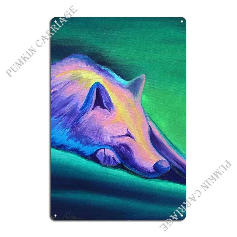Sleeping Wolf Metal Signs Funny Create Wall Decor Printed Home Tin Sign Poster 20x30cm(7.8x11.8inch)