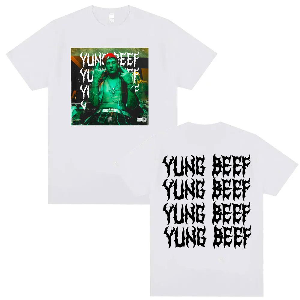 Rapper Yung Beef Album Double Sided Print Tshirts for Men Harajuku Hip Hop Summer Style Shirt High Quality Loose Cotton Tshirt