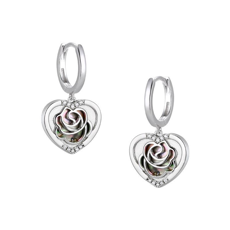 New Chinese sterling silver rose silver love ear + French premium earrings