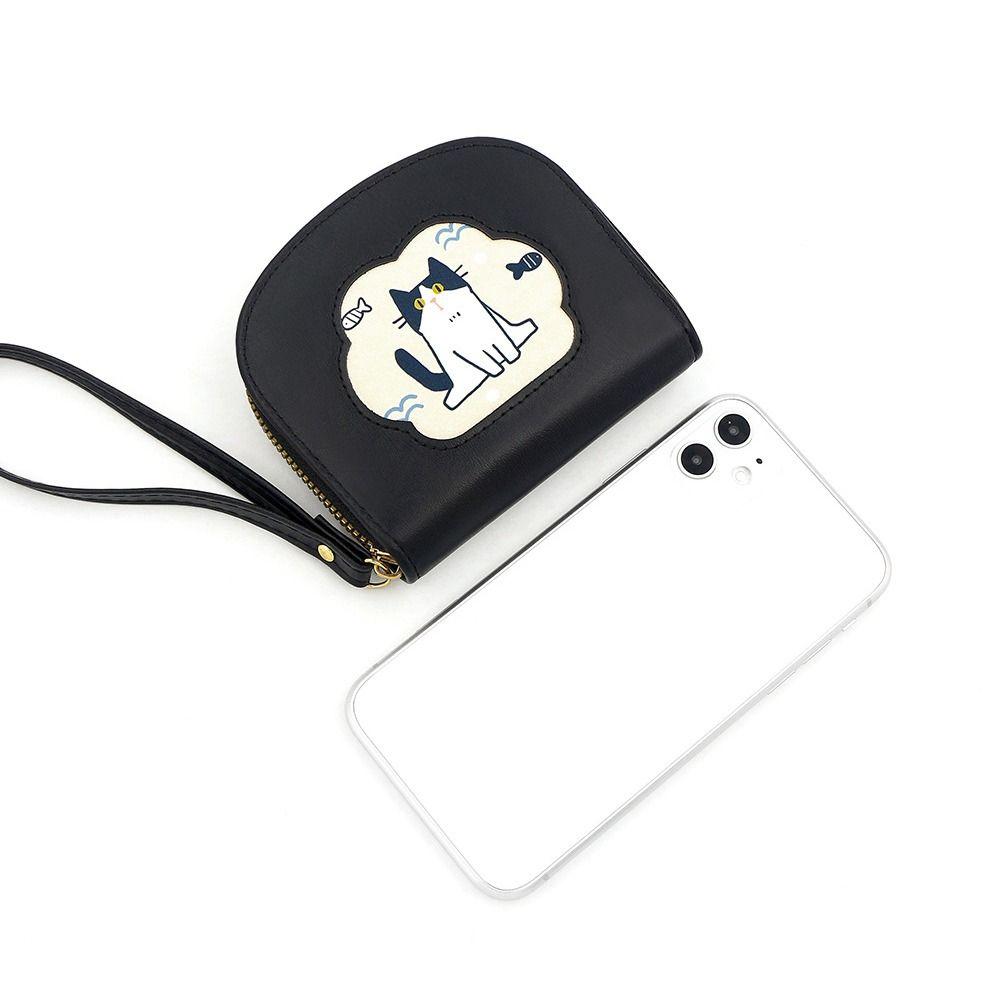 Cartoon Cute Cat Short Wallet Zipper Card Holder Fashion PU Leather Card Bag  Outdoor