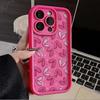 Pink heart pattern design Phone case iPhone 15 Pro Max 11 12 13 16 14 Plus Silicone Shockproof Case Lens protector shell