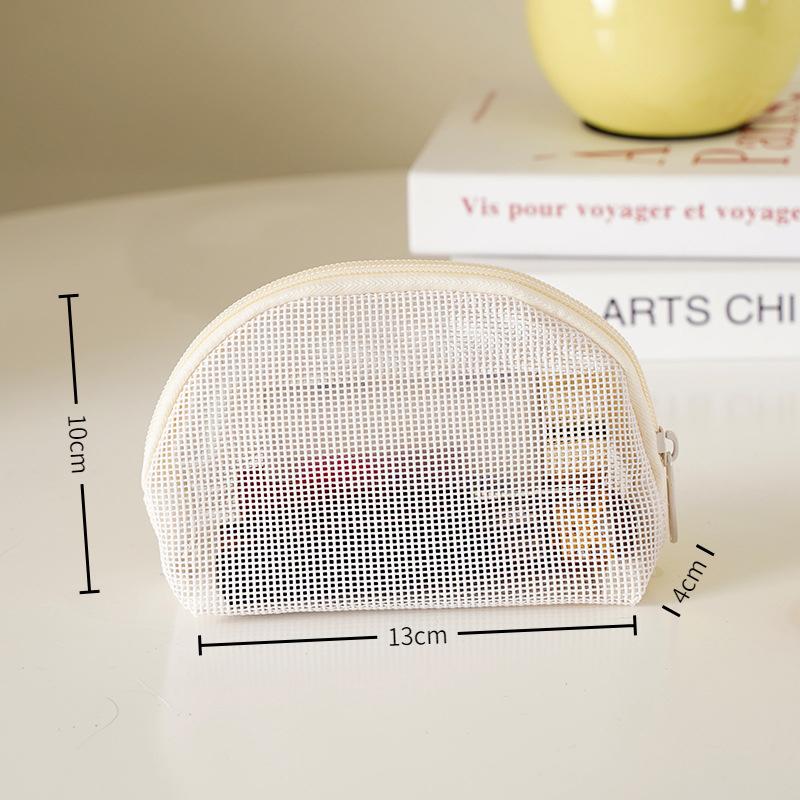 1 3Pcs Makeup Bag Mesh Handbag Portable Cosmetic Organizer Zipper Storage Pouch for Travel Purse and Lipstick