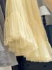 Women's Summer High Waist Ruffled A-Line Midi Skirt with Irregular Mesh Layers