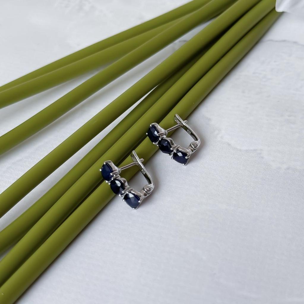 Silver Earrings with Natural Sapphire 4.405ct (2057574)