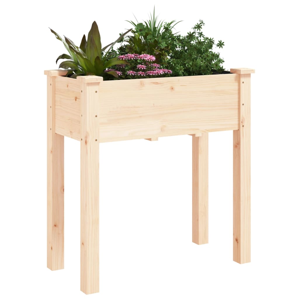 Vidaxl Flower Stand with Liner, 71X37X76 Cm, Solid Fir Wood