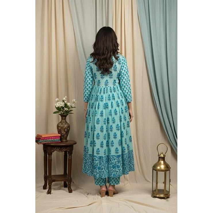 Bollywood Beautiful Aline Kurti Pant Dupatta Set Indian Women's Ethnic Kurta Set