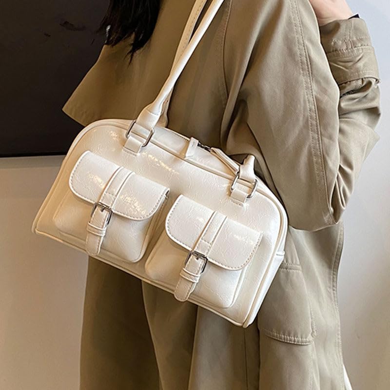 Shoulder Korean PU Double Leather Zipper Commuter Stylish [kaza-nannan] Women's Bag, Handbag, Style, Leather, 2-Way, Pocket, Bag, Handbag, Closure,