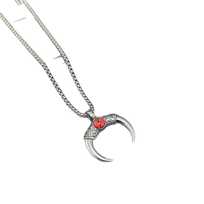 

Ancient Mythology Evil Eye Horn Necklace Pendant: Men s Sweater Chain Accessory Blue - Pendant Only