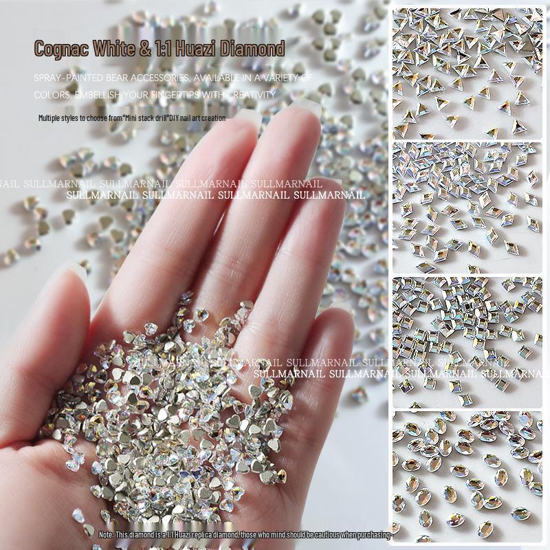 

Nail Art Decorations: Cognac & White Irregular-Shaped Gems, 50 Pieces