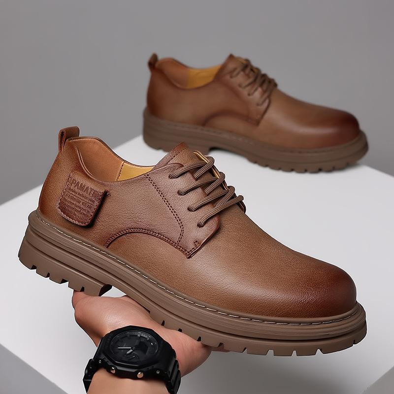 Kožené boty Pánské Podzimní Kožené boty Motocyklové Boty Retro Britský Styl Všestranné Ležérní Business Společenské boty