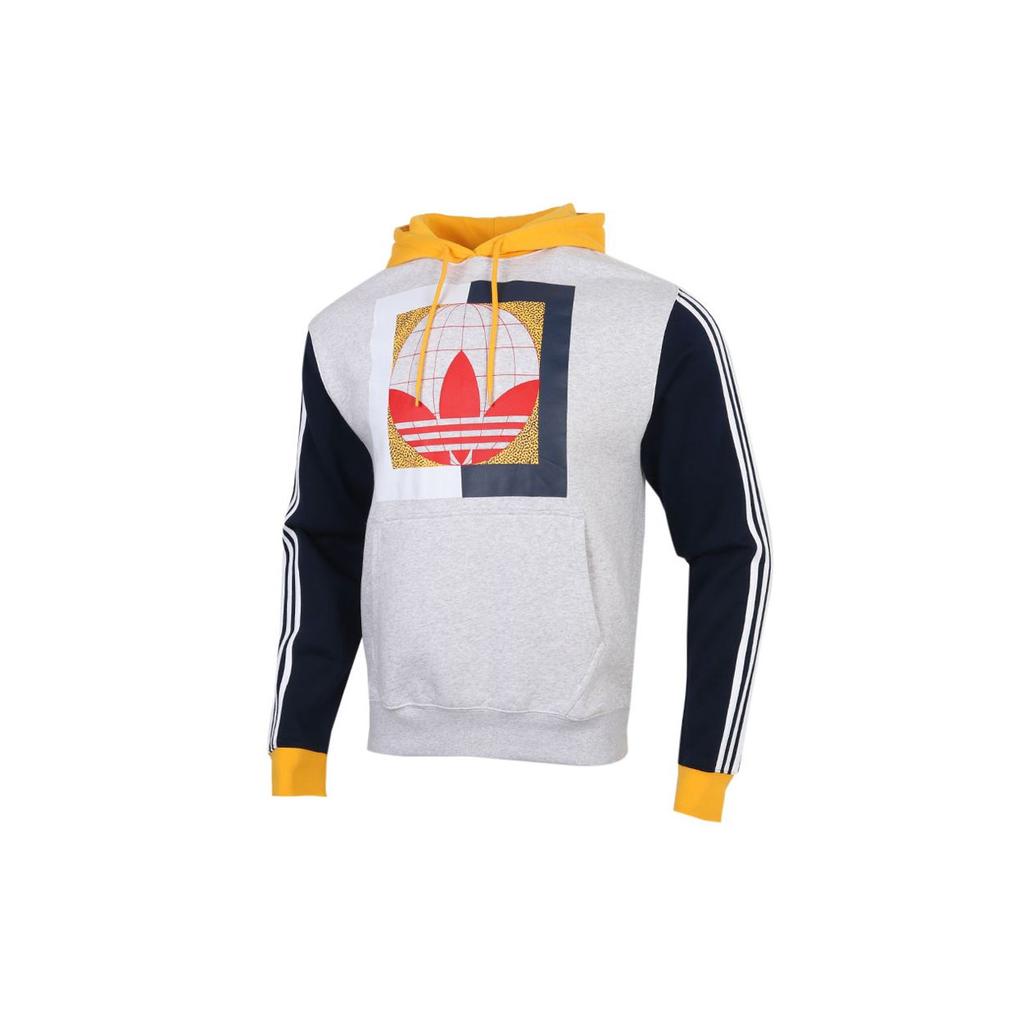 Adidas Pánská mikina s kapucí Originals Trefoil Globe Hdy s fleecovou podšívkou Bílá GD2116