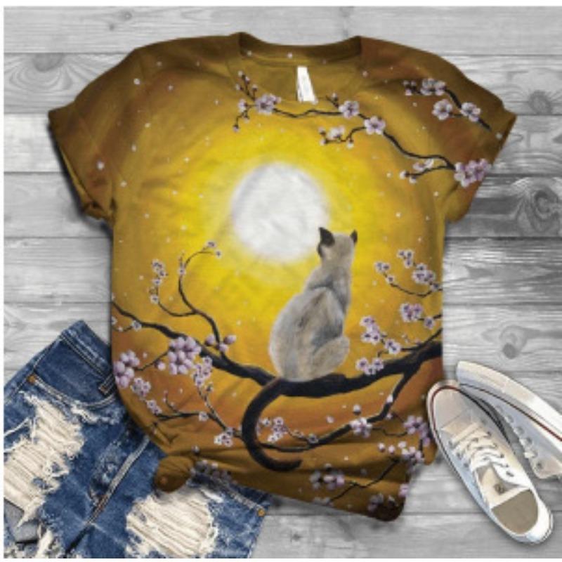 

Летний топ с круглым вырезом и 3D-принтом, модные повседневные женские футболки с короткими рукавами 6XL