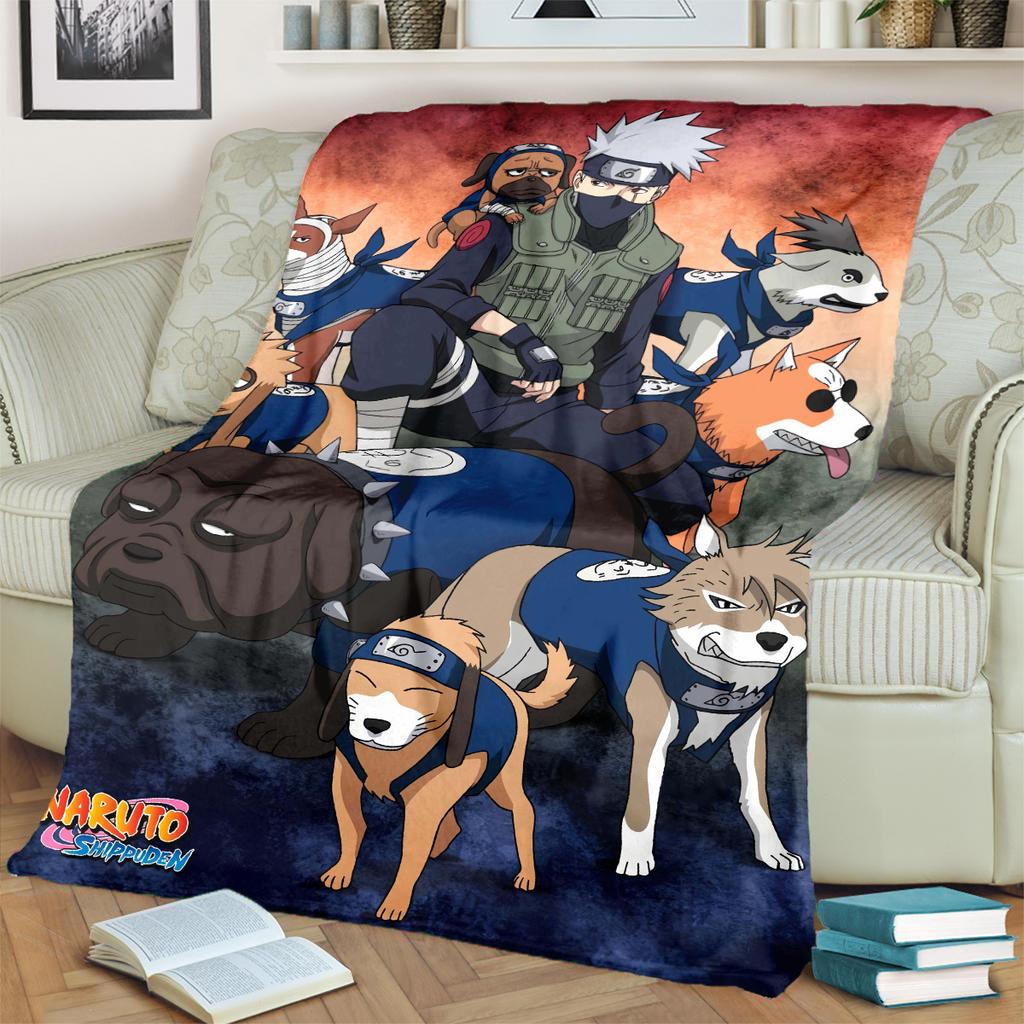 Anime-Naruto Print Blanket Warm Comfortable Flannel Blanket for Bedrooms, Sofas, Beds, Chairs, Picnics, Travel -LXR58