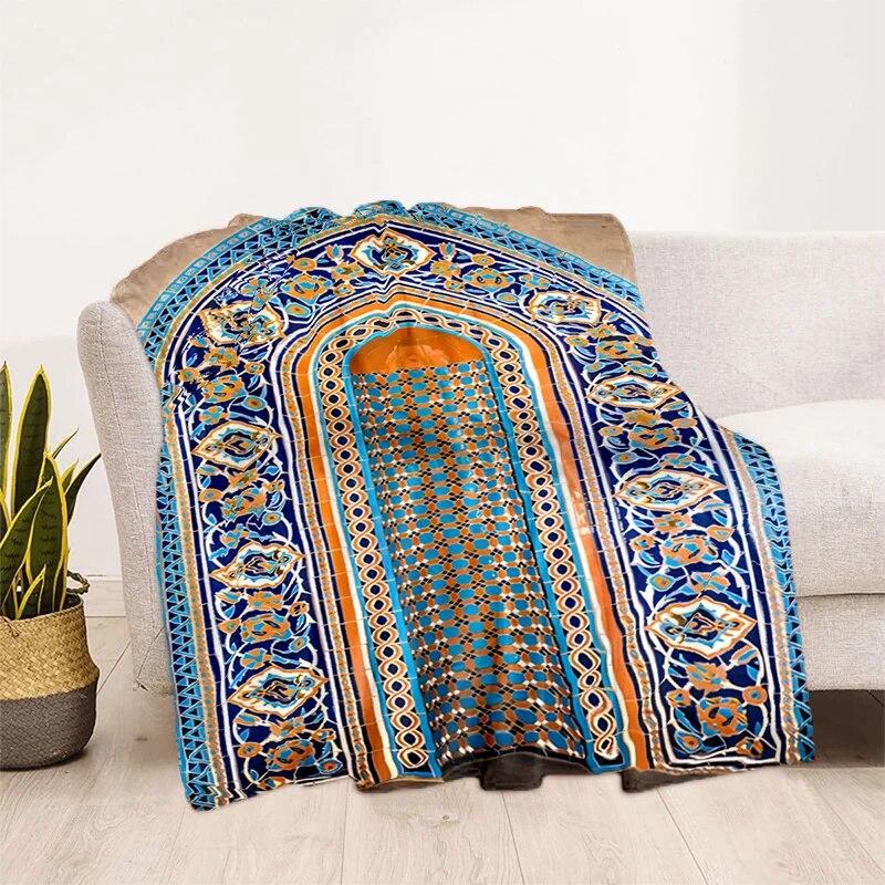 Müslüman Namaz HD Yumuşak Peluş Yatak Atma Karikatür Piknik Ince Battaniye Modern Flanel Battaniye Kapak Gedruckt Bettdecke Geschenk