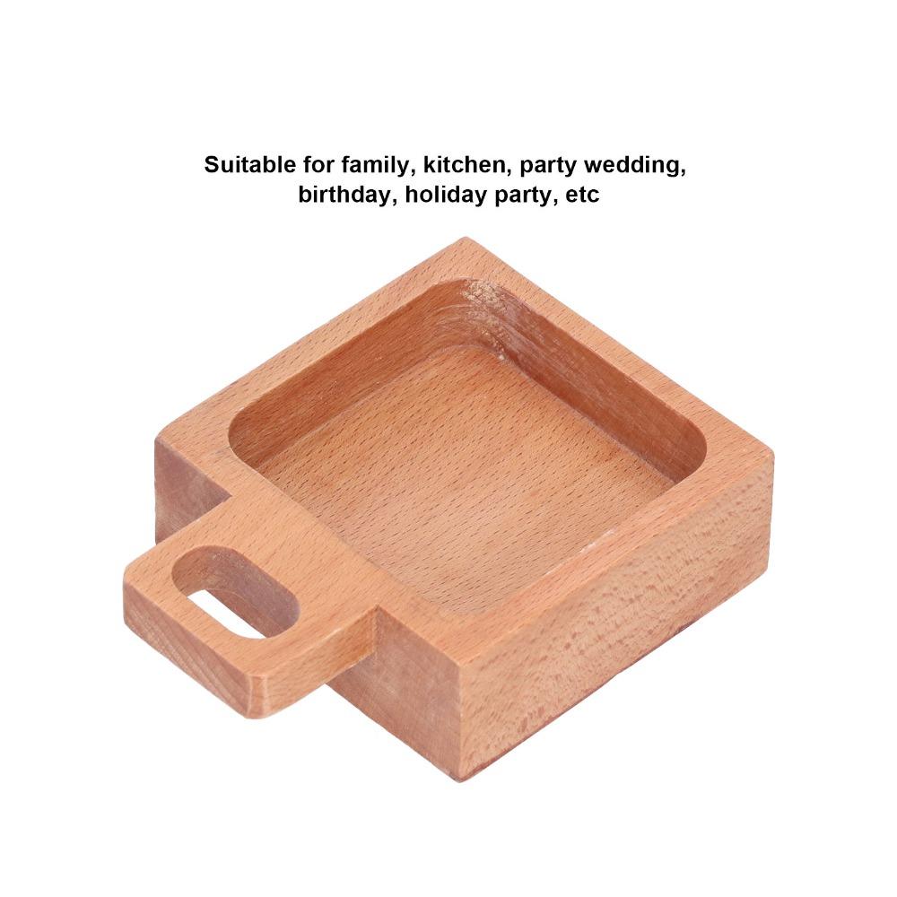 Square Handled Dish Wooden Snack Plate Durable Pastry Tray Food Arrangement