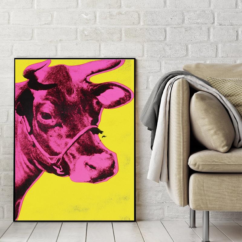 RELIABLI ART Colorful Cow Andy Warhol Animal Paintings Wall Art Abstract Pictures For Living Room Modern Print Posters Unframed