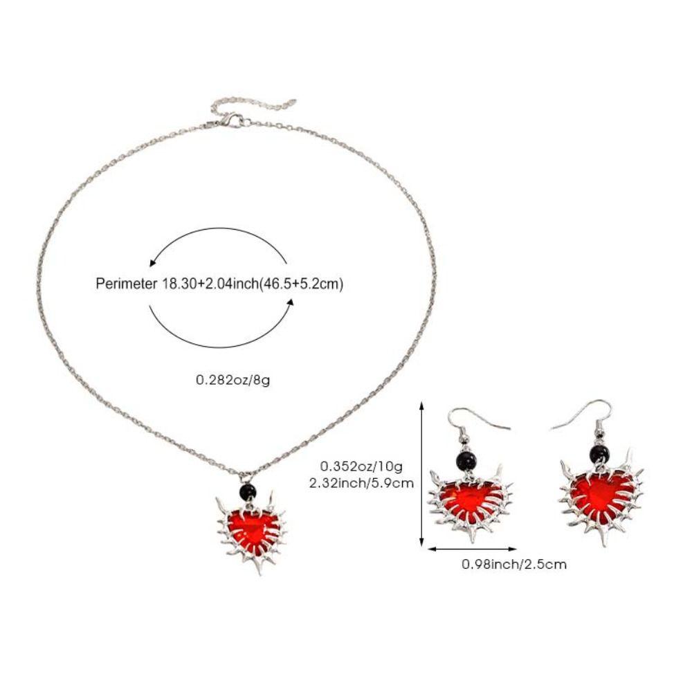 Zinc Zinc Alloy Black Necklace Earring Set Luxury Dangle Earrings Set Thorn Love Pendant Necklace  Gift