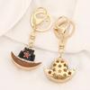 Keychain Pendant Sparkling Rhinestones Five-Pointed Star Pattern Western Style Cowboy Hat Design Key Chain with Lobster Clasp Backpacks Accessory
