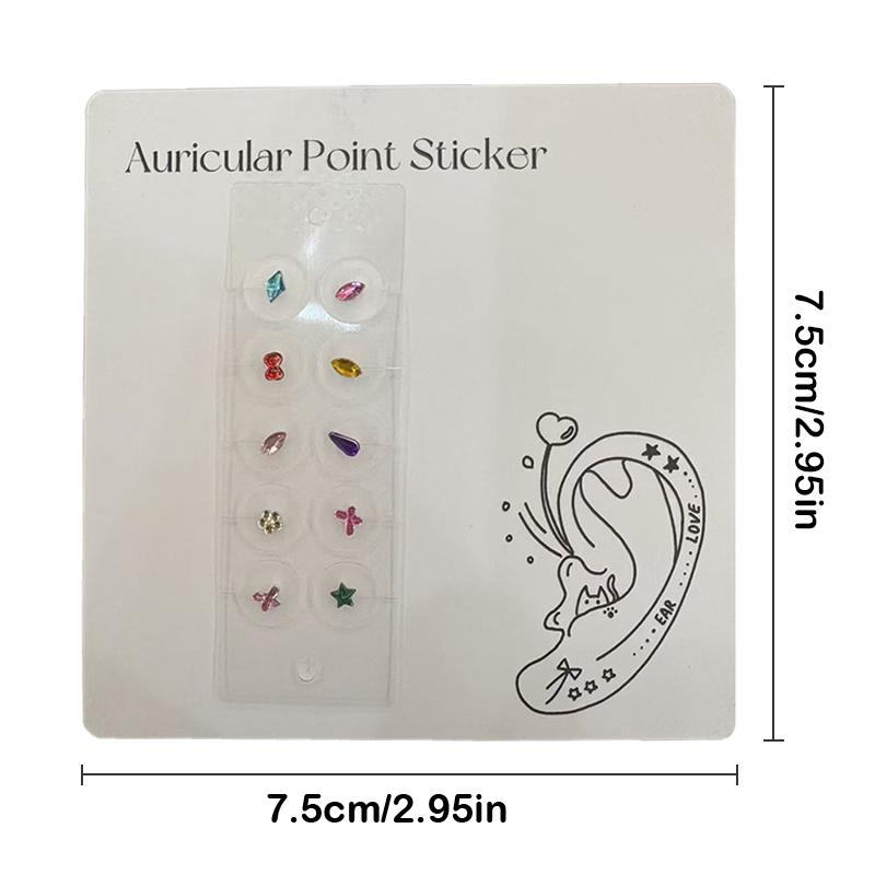 10 Patchs  Colorés  Perles Autocollants Points d'Oreille Bâtonnets de Pression Auriculaire Acupuncture Autocollants Auriculaires Massage