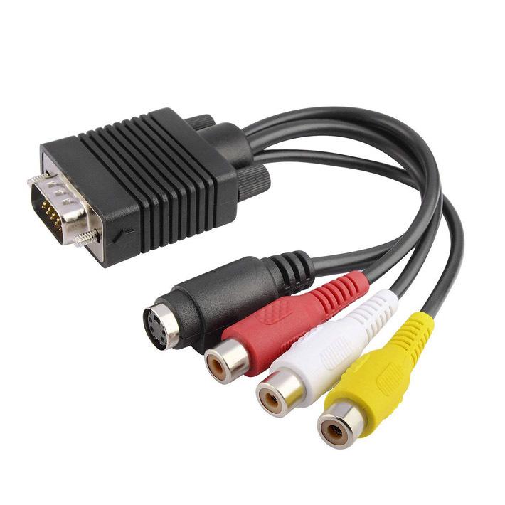 VGA to AV Converter Cable with Audio: VGA to S-Video and 3 RCA Connectors