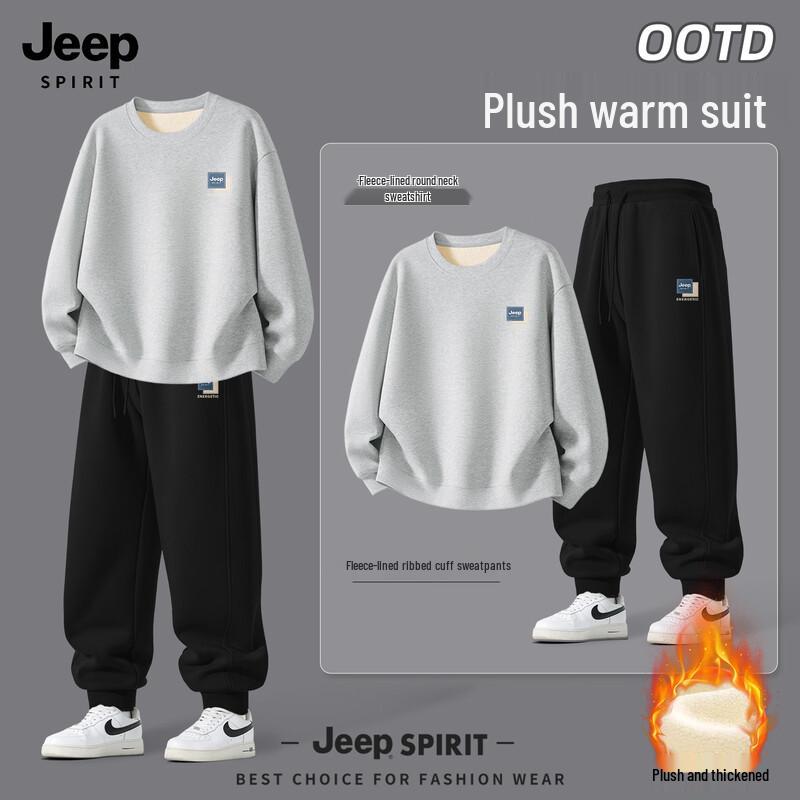 JEEP SPIRIT Men's Fleece Sweatshirt & Jogger Pants Set