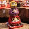 11 Inch Ceramic Daruma Tower Japanese Porcelain Maneki Neko Collectible Figurine Dharma Good Luck Zen Statue Money Box