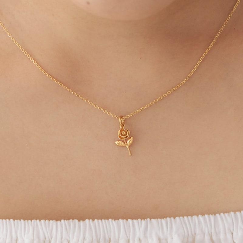 

geegee [silver925] mini rose necklace (2color) SILVER