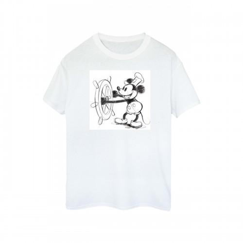 

Disney Womens/Ladies Mickey Mouse Steamboat Sketch Cotton T-Shirt XXL білий