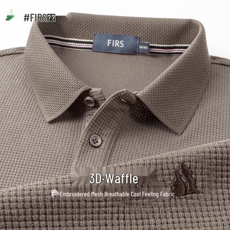 Shanshan Men s Waffle Knit Short Sleeve Polo Shirt L