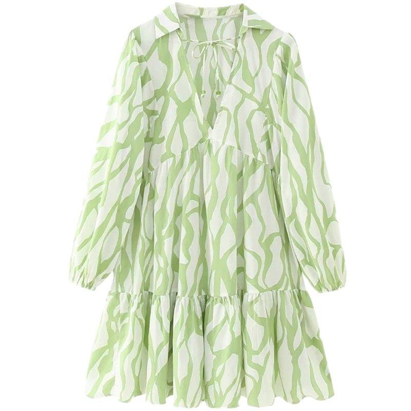 

Fashion Style Spring New Arrival Fashion Women s Fashion Clothing Print Short Cotton Dress 2183067 712 Green XS