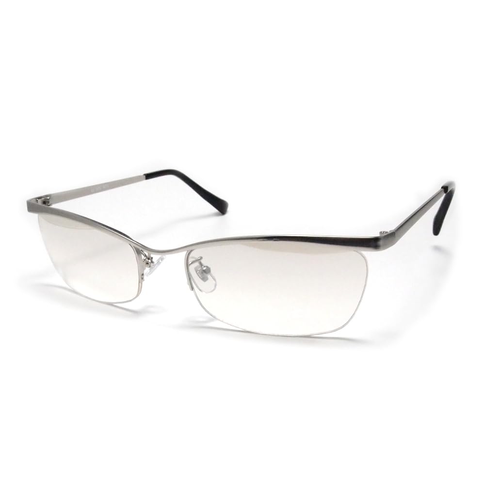

[Nandemoya Honpo] Remless Sunglasses, UV Protection, Men s Browline Style, 99% UV Cut Lenses, Fashion Glasses (Clear Mirror B)
