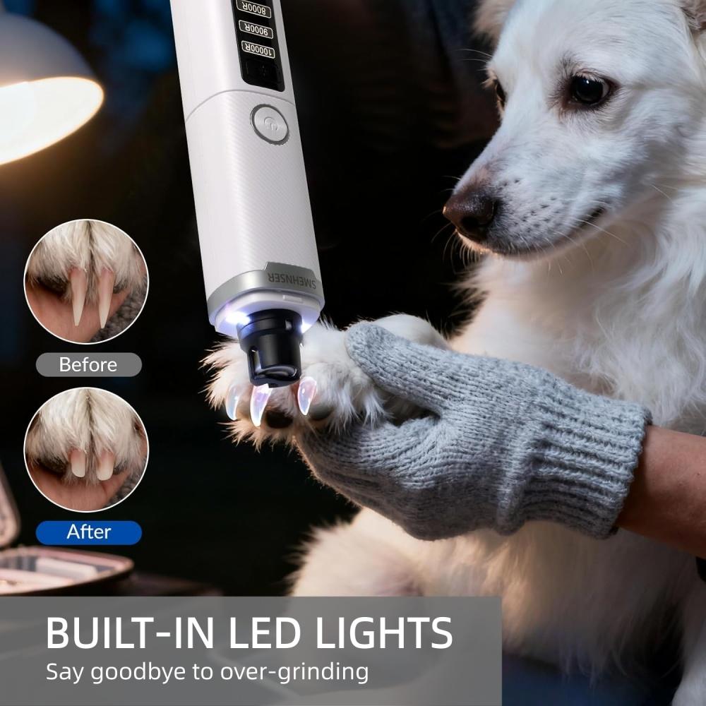 Electric Pet Nail Grinder With Led Light Cat Dogs Nail Clippers Usb Rechargeable Paws Nail Cutter Pet Grooming Trimmer Supplies
