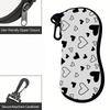 Cute Black and White Heart Print Soft Eyeglasses Sunglasses Case,Portable Eyewear Protective Pouch,Lightweight Travel Glasses Accessories
