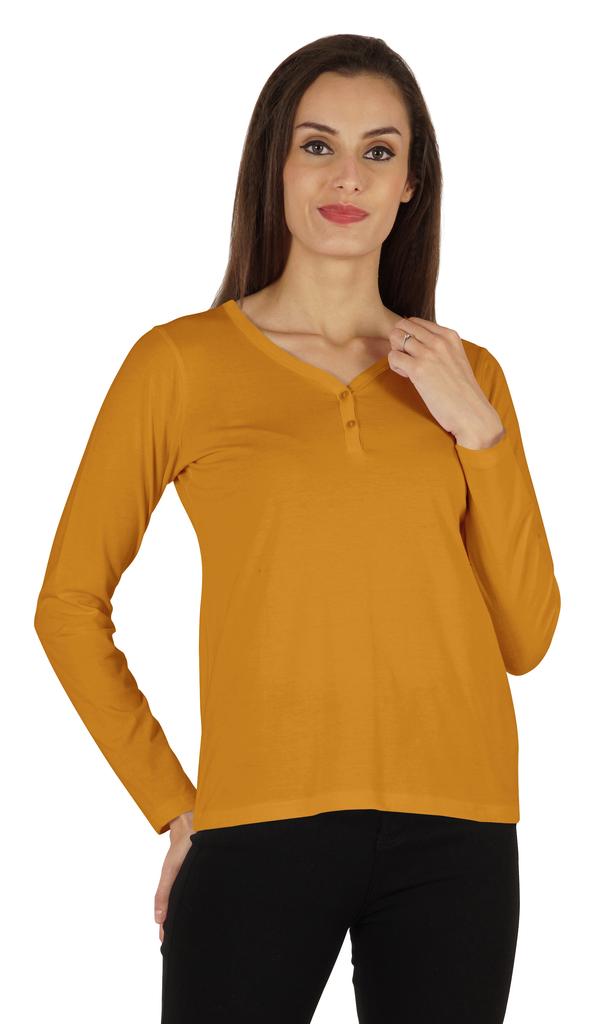 Inkmeso Solid Button Henley T-shirt For Women  S Casual Basic  Long Sleeve  Tee