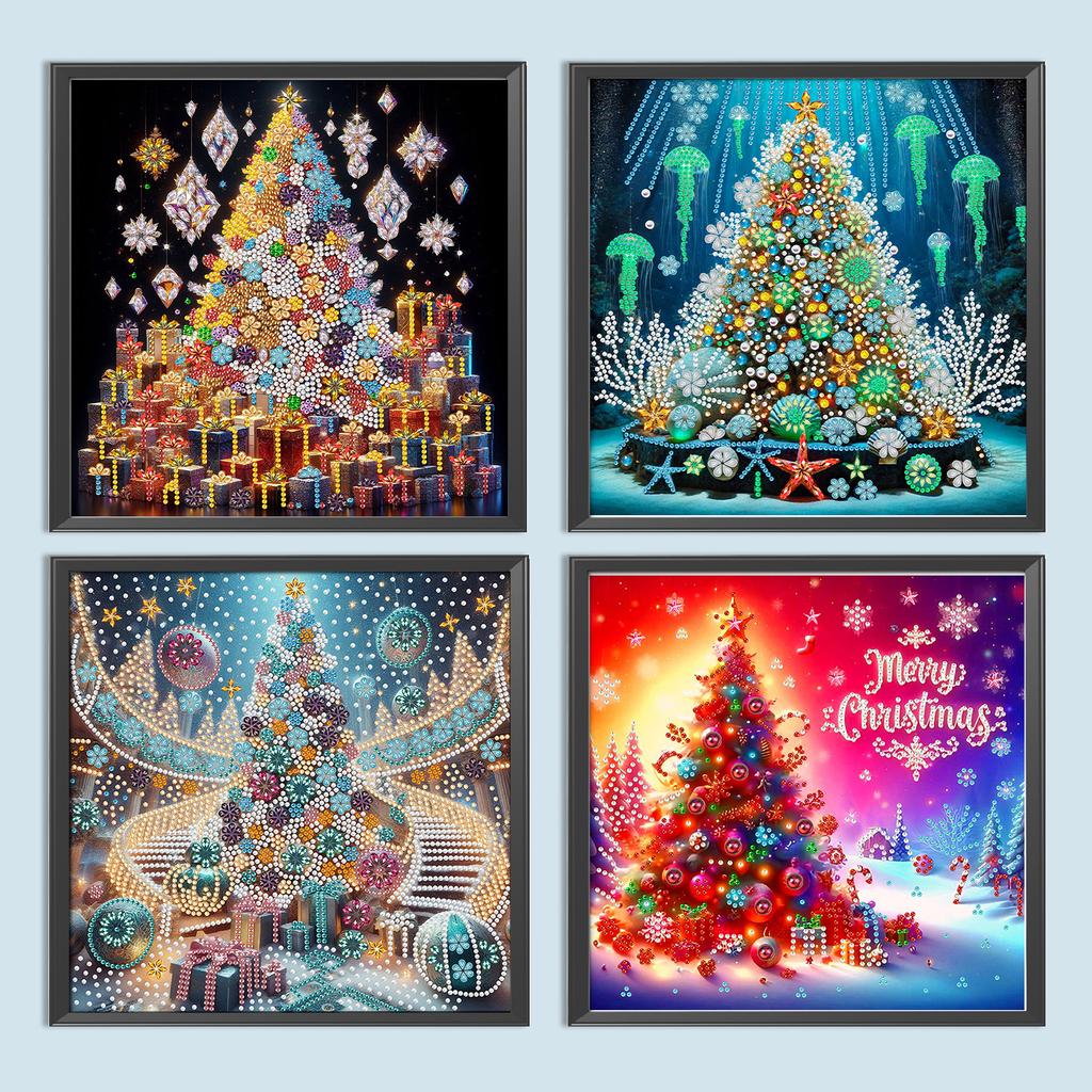 Xmas Tree 5D DIY Diamond Art Painting Kits for Home Office Wall Decor Special Shape Partial Drill Dimond Art Paintings 30x30cm