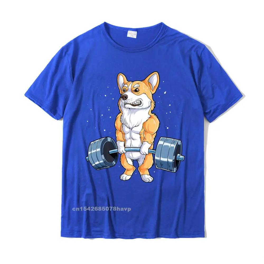 Corgi Levantamento de Peso Engraçado Levantamento Terra Homens Fitness Academia Treino Design de Camiseta Premium Camiseta Fofa Algodão Masculina Camiseta Hip Hop