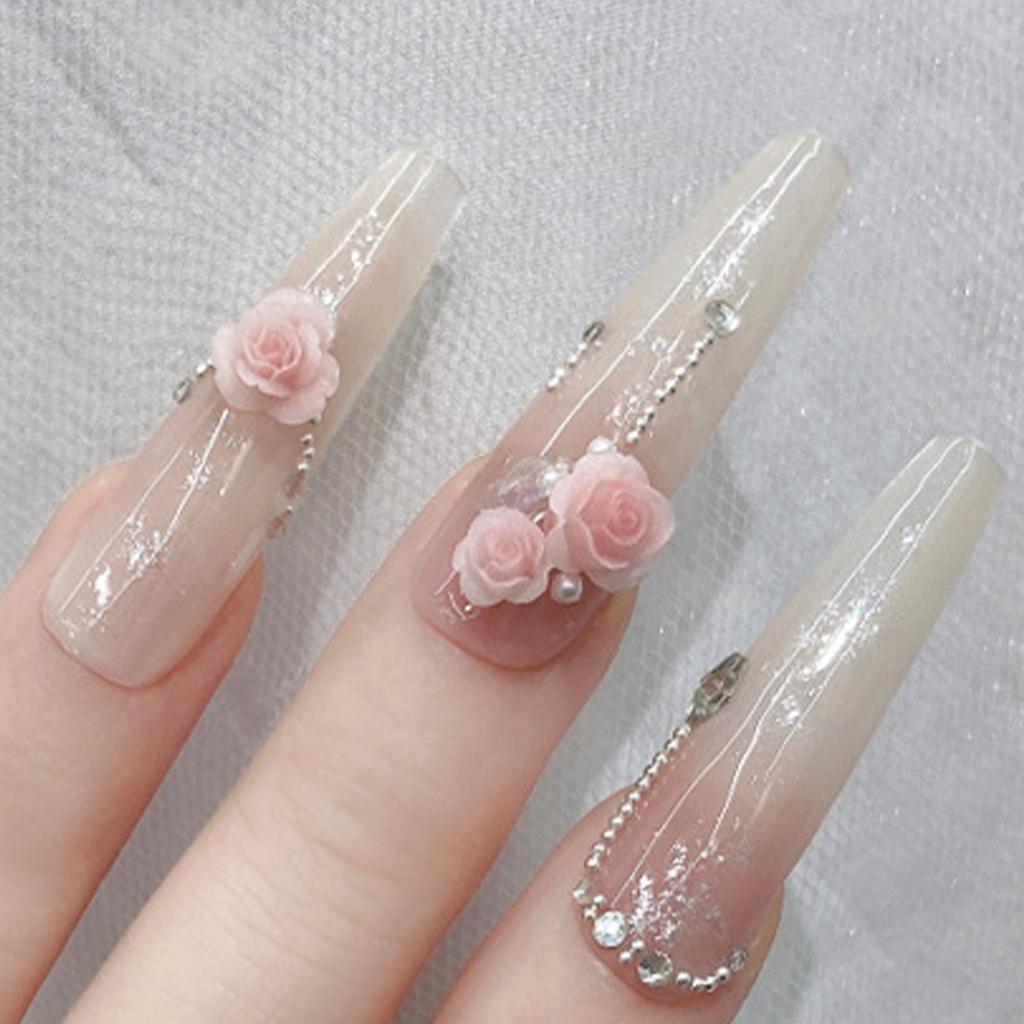 50Pcs Rose Embellishments for Jewelry Making Nail Art Decor 3D Flower Nail Art Charms Resin Nail Rhinestones Nails Gems