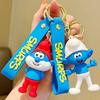 Smurfs Papa Jokey Smurf Smurfette Silicone Keychain Bright Colorful Cartoon Pendant