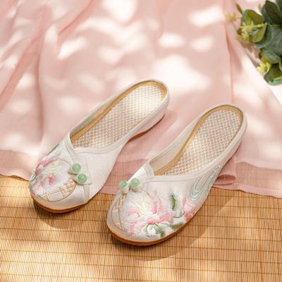 Sommer Retro Seide Satin Cheongsam Antike Kleid Schuhe Hanfu Schuhe frauen Einzelnen Schuhe