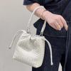 Niche Temperament Woven Bag Fashionable and Elegant High-end Handbag Drawstring Handwoven Bag Genuine Leather Retro Women's Bag