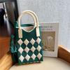 Plaid Cartoon Women's Crossbody Mini Bag: Cute, Lightweight, Knitted Phone Holder for Parent-Child Matching (2024)
