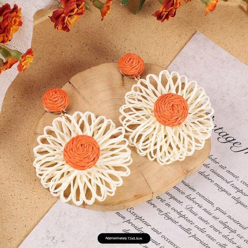 

Rattan Fashion Seaside Vintage Ear Jewelry Female Flowers 2-Orange and White Melaleuca