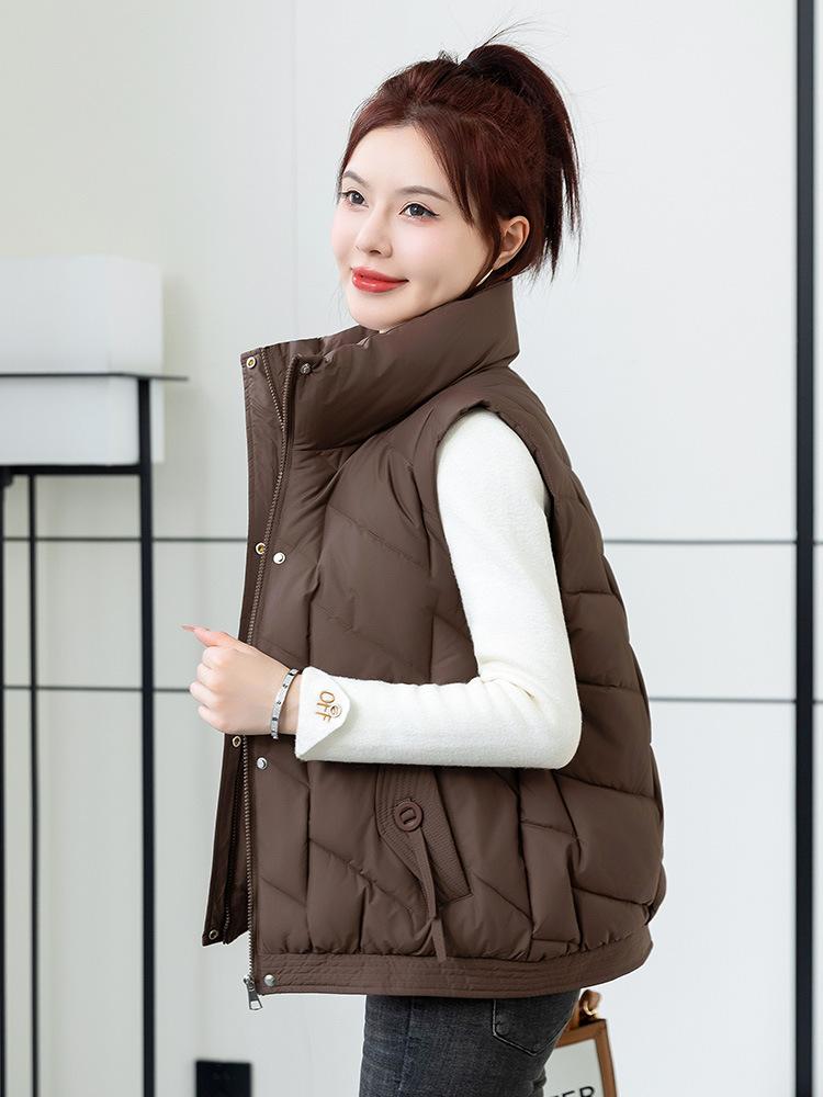 Down Cotton Vest Women's Autumn and Winter New Loose Short Cotton-padded Jacket Stand-up Collar Vest Loose Vest