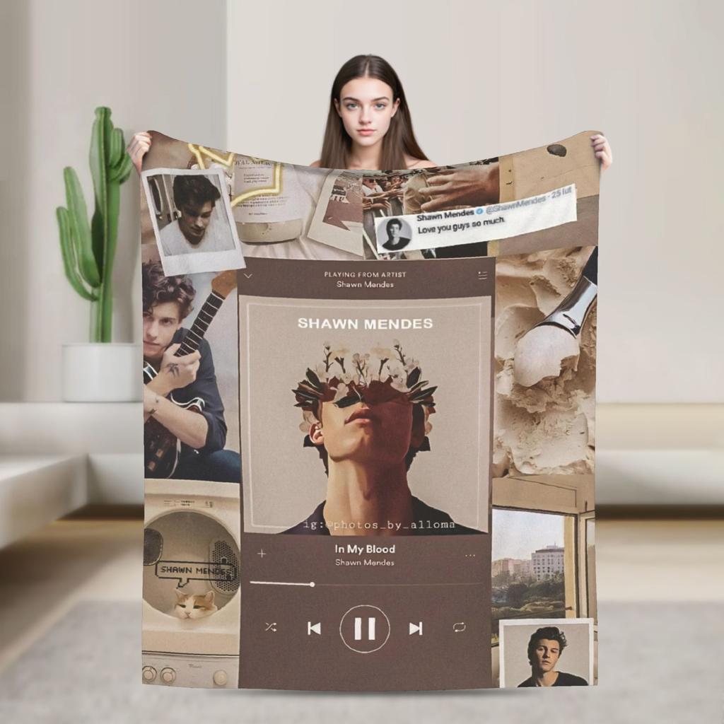 Warm Blanket Adult Decorative Rapper Shawn Mendes Throw Blanket Flannel Bedspread For Couch Chair Street Trend Sofa Bed Cover