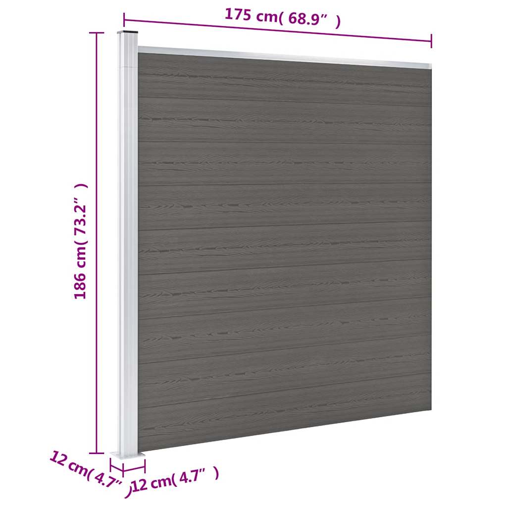 WPC Garden Fence 175 X 186 Cm Grey