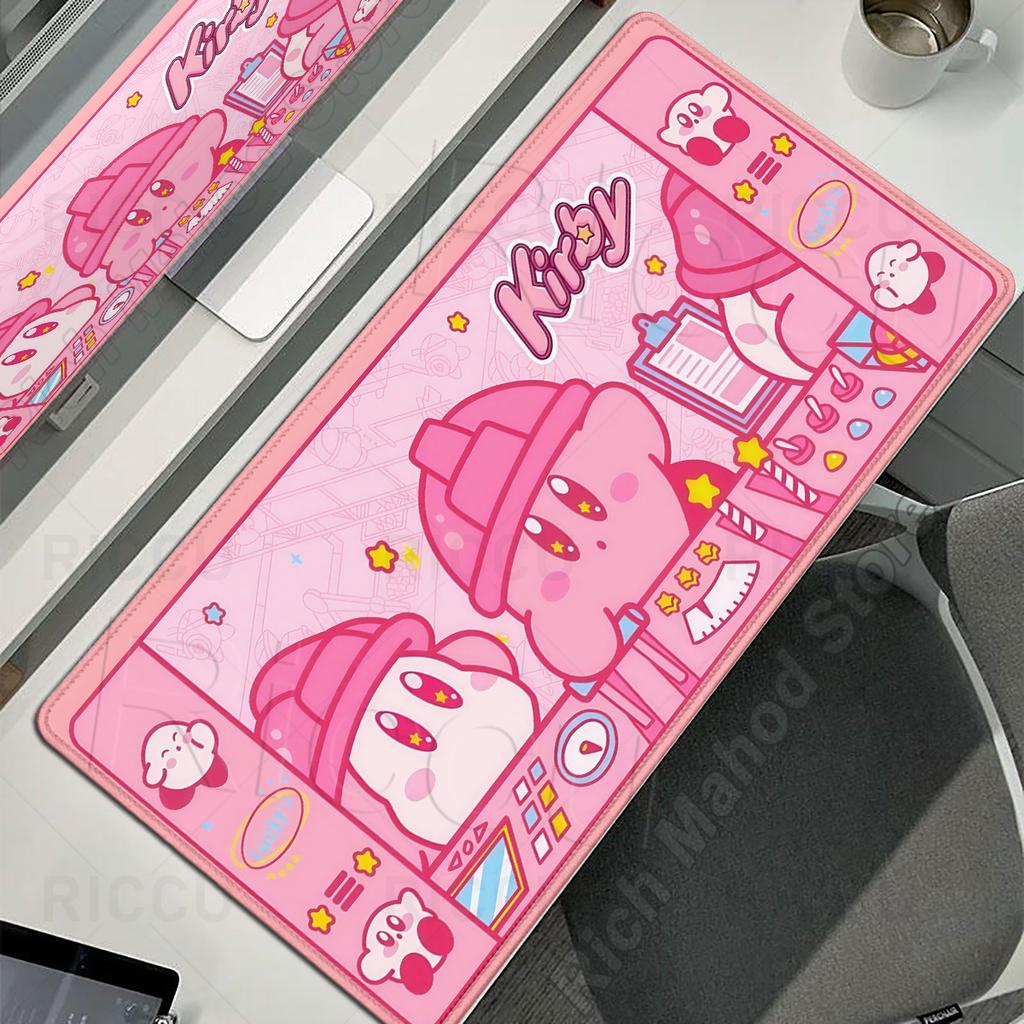 Tappetini per Mouse Laptop Esteso Pad Protettivo Tavolo da Gioco per Computer Tappetino da Scrivania Cartone Animato K-Kirby Accessori PC Tastiera Grande Antiscivolo Tappetino da Scrivania