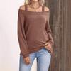 Women S Summer Long Sleeve T Shirt One Shoulder Solid Color Loose Fit Top