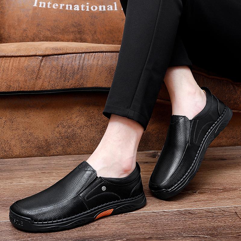 Fashion Handmade Men Leather Dad Shoes 2025 New Arrival Big Size 47 Breathable Orthopedic Support Slip-Resistant Casual Footwear for Men