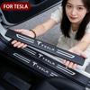 IKTT7 Carbon Fiber for Tesla Model 3 Y Model S X Roadster P85D P90D P100D Car Door Sill Protector Strips Trunk Anti-Scratch Stickers