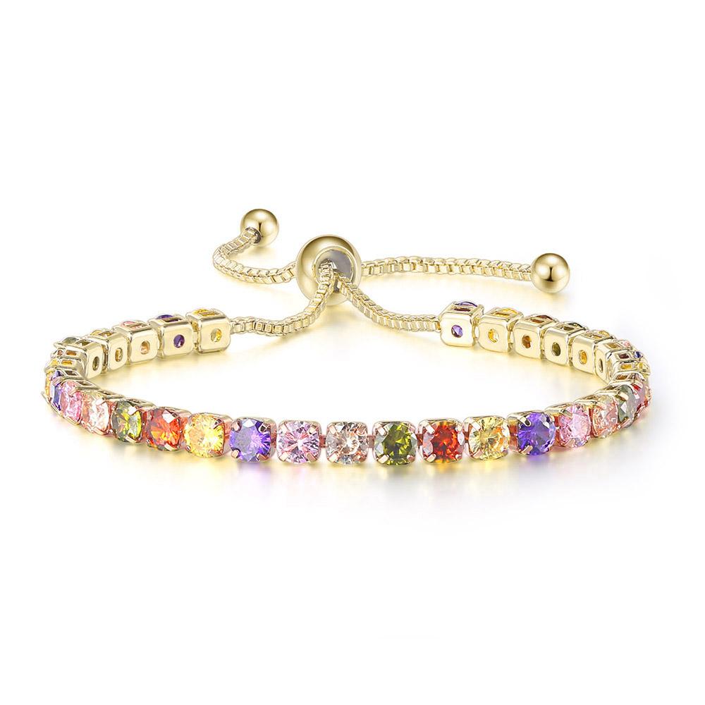 Adjustable Colorful Birthstone Tennis Bracelets for Women 4MM Crystal Bangle Girls Hand Chain Trend Jewelry Accessories H133